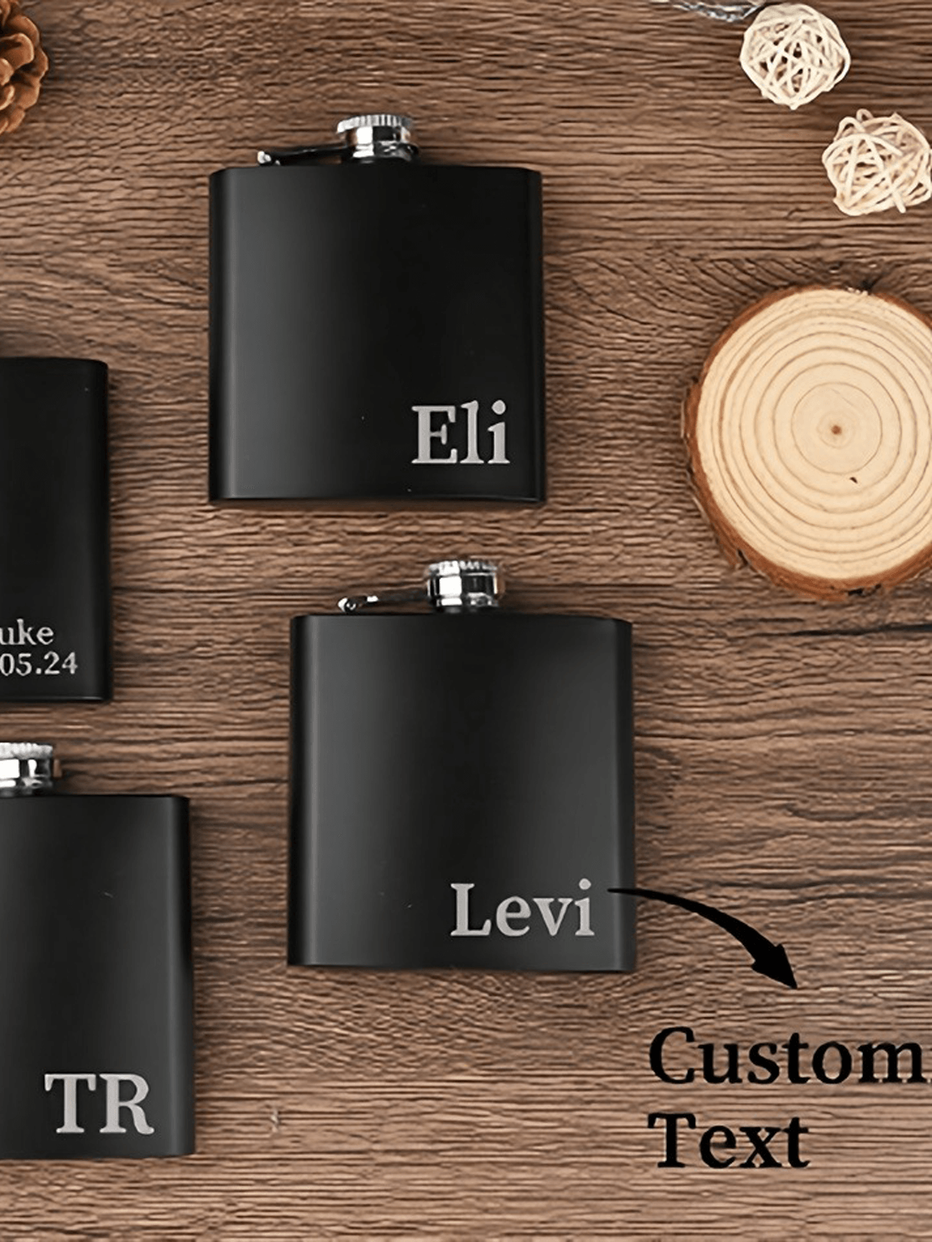 Personalized Matte Black Flagon with Custom Text